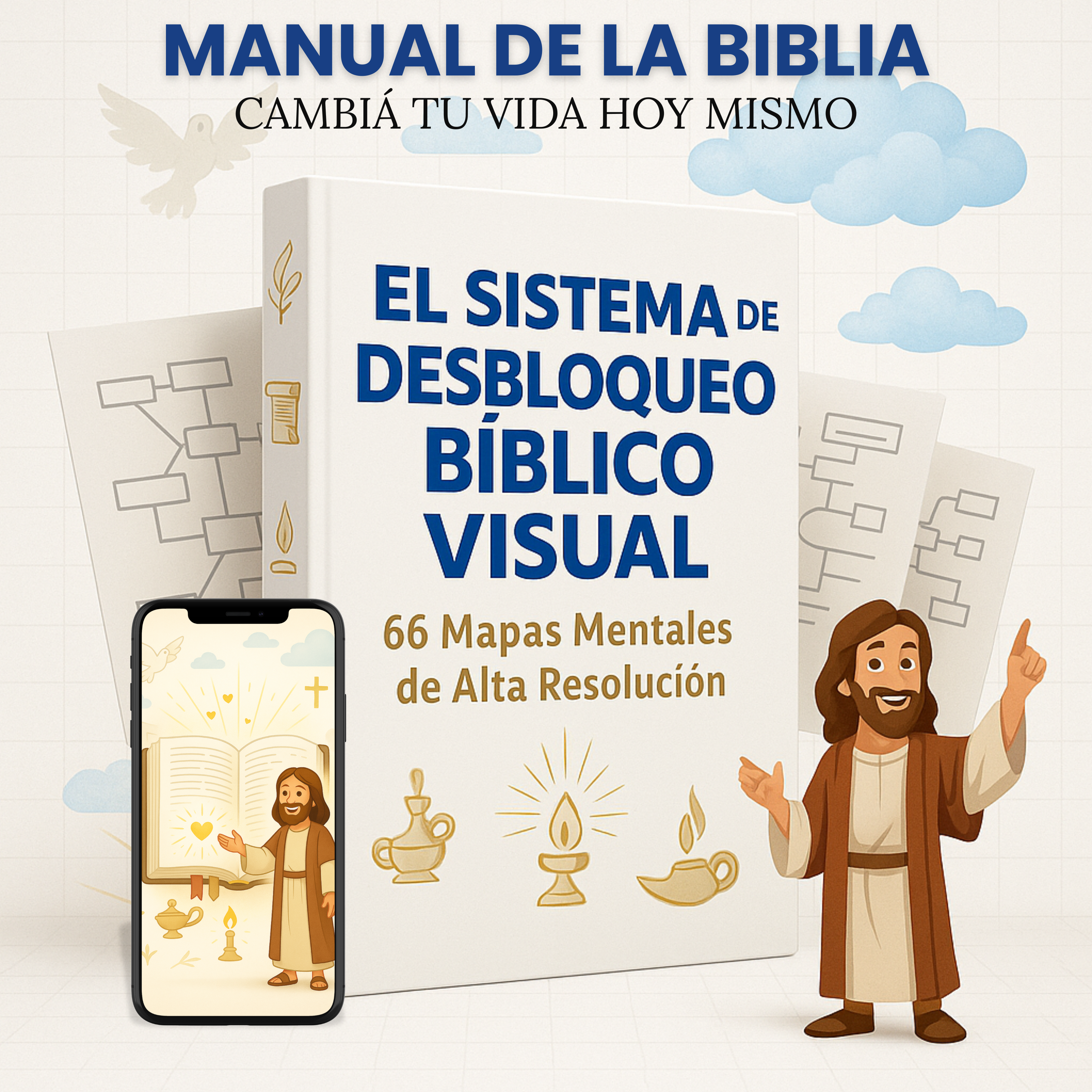 El Sistema de Desbloqueo Bíblico Visual (66 Mapas Mentales de Alta Resolución) + 5 Bonus de Regalo 🎁